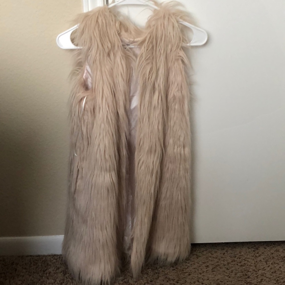 Faux fur long vest